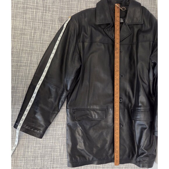Massini Collection Soft Leather Car Coat Men's XL Black Button-Up Quilt Lining - Picture 5 of 13